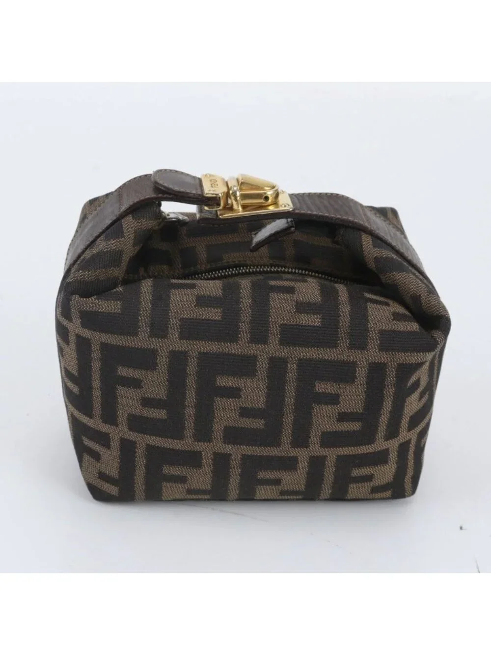 Fendi Zucca Mini Pouch Leather Nylon Handbag